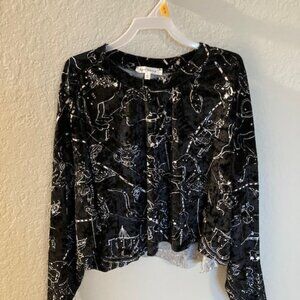 Bear Dance Star Constellation/Astrology Black Long Sleeve Top, Size L, Like New